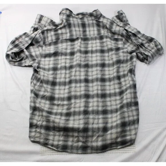 Patagonia Mens Organic Cotton Plaid Button-Up Shirt XXL Black & White - Picture 3 of 9